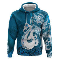 New Zealand Matariki Zip Hoodie Maori Manaia Galaxy Silver Fern Blue Color LT22 Pullover Hoodie Blue - Polynesian Pride