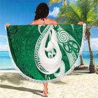 New Zealand Matariki Beach Blanket Maori Manaia Galaxy Silver Fern Green Color LT22 - Polynesian Pride
