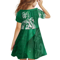 New Zealand Matariki Family Matching Tank Maxi Dress and Hawaiian Shirt Maori Manaia Galaxy Silver Fern Green Color LT22 - Polynesian Pride