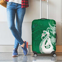 New Zealand Matariki Luggage Cover Maori Manaia Galaxy Silver Fern Green Color