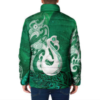 New Zealand Matariki Padded Jacket Maori Manaia Galaxy Silver Fern Green Color LT22 - Polynesian Pride