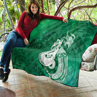 New Zealand Matariki Quilt Maori Manaia Galaxy Silver Fern Green Color LT22 - Polynesian Pride