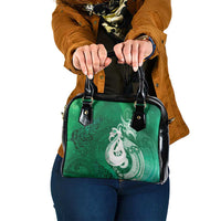 New Zealand Matariki Shoulder Handbag Maori Manaia Galaxy Silver Fern Green Color LT22 One Size Green - Polynesian Pride