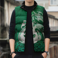 New Zealand Matariki Sleeveless Puffer Jacket Maori Manaia Galaxy Silver Fern Green Color LT22 - Polynesian Pride