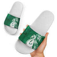 New Zealand Matariki Slide Sandals Maori Manaia Galaxy Silver Fern Green Color LT22 - Polynesian Pride