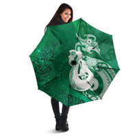 New Zealand Matariki Umbrella Maori Manaia Galaxy Silver Fern Green Color LT22 - Polynesian Pride