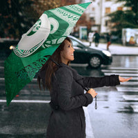 New Zealand Matariki Umbrella Maori Manaia Galaxy Silver Fern Green Color LT22 - Polynesian Pride