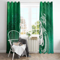 New Zealand Matariki Window Curtain Maori Manaia Galaxy Silver Fern Green Color LT22 - Polynesian Pride