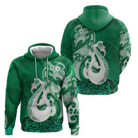 New Zealand Matariki Zip Hoodie Maori Manaia Galaxy Silver Fern Green Color