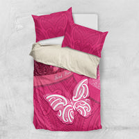 New Zealand Breast Cancer Awareness Bedding Set Pink Ribbon Butterfly Maori Pattern
