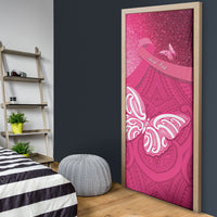 New Zealand Breast Cancer Awareness Door Cover Pink Ribbon Butterfly Maori Pattern LT22 - Polynesian Pride