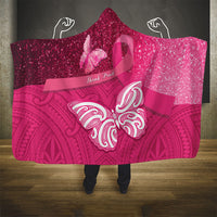 New Zealand Breast Cancer Awareness Hooded Blanket Pink Ribbon Butterfly Maori Pattern LT22 - Polynesian Pride