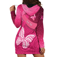 New Zealand Breast Cancer Awareness Hoodie Dress Pink Ribbon Butterfly Maori Pattern