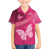 New Zealand Breast Cancer Awareness Kid Hawaiian Shirt Pink Ribbon Butterfly Maori Pattern LT22 Kid Pink - Polynesian Pride