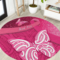 New Zealand Breast Cancer Awareness Round Carpet Pink Ribbon Butterfly Maori Pattern LT22 Pink - Polynesian Pride