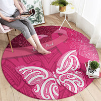 New Zealand Breast Cancer Awareness Round Carpet Pink Ribbon Butterfly Maori Pattern LT22 - Polynesian Pride