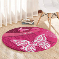 New Zealand Breast Cancer Awareness Round Carpet Pink Ribbon Butterfly Maori Pattern LT22 - Polynesian Pride