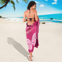 New Zealand Breast Cancer Awareness Sarong Pink Ribbon Butterfly Maori Pattern LT22 - Polynesian Pride