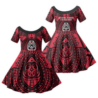 New Zealand Maori Language Week Family Matching Tank Maxi Dress and Hawaiian Shirt Te Wiki O Te Reo Maori Hei Tiki LT22 Daughter's Dress Red - Polynesian Pride