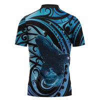 New Zealand Matariki Zipper Polo Shirt Maori Humpback Whale Galaxy