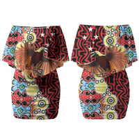 Personalised Papua New Guinea Pidgin Language Week Family Matching Off Shoulder Short Dress and Hawaiian Shirt Halo Olgeta Tok Pisin Wik Bird Of Paradise Oro Batik LT22 Mom's Dress Red - Polynesian Pride