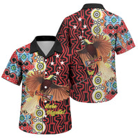Personalised Papua New Guinea Pidgin Language Week Family Matching Off Shoulder Short Dress and Hawaiian Shirt Halo Olgeta Tok Pisin Wik Bird Of Paradise Oro Batik LT22 Son's Shirt Red - Polynesian Pride