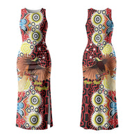 Personalised Papua New Guinea Pidgin Language Week Family Matching Tank Maxi Dress and Hawaiian Shirt Halo Olgeta Tok Pisin Wik Bird Of Paradise Oro Batik LT22 Mom's Dress Red - Polynesian Pride