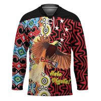 Personalised Papua New Guinea Pidgin Language Week Hockey Jersey Halo Olgeta Tok Pisin Wik Bird Of Paradise Oro Batik LT22 Unisex Red - Polynesian Pride