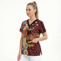Personalised Papua New Guinea Pidgin Language Week Scrub Top Halo Olgeta Tok Pisin Wik Bird Of Paradise Oro Batik LT22 - Polynesian Pride