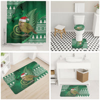 New Zealand Kakapo Christmas In July Bathroom Set Silver Fern Santa Xmas Green Color LT22 - Polynesian Pride