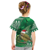 New Zealand Kakapo Christmas In July Kid T Shirt Silver Fern Santa Xmas Green Color LT22 - Polynesian Pride