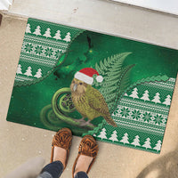 New Zealand Kakapo Christmas In July Rubber Doormat Silver Fern Santa Xmas Green Color