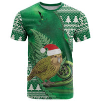 New Zealand Kakapo Christmas In July T Shirt Silver Fern Santa Xmas Green Color LT22 Green - Polynesian Pride