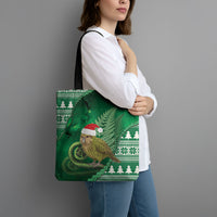New Zealand Kakapo Christmas In July Tote Bag Silver Fern Santa Xmas Green Color LT22 - Polynesian Pride