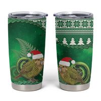 New Zealand Kakapo Christmas In July Tumbler Cup Silver Fern Santa Xmas Green Color LT22 Green - Polynesian Pride