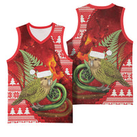 New Zealand Kakapo Christmas In July Basketball Jersey Silver Fern Santa Xmas Red Color LT22 - Polynesian Pride