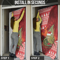 New Zealand Kakapo Christmas In July Door Cover Silver Fern Santa Xmas Red Color LT22 - Polynesian Pride