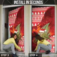 New Zealand Kakapo Christmas In July Door Cover Silver Fern Santa Xmas Red Color LT22 - Polynesian Pride