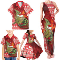New Zealand Kakapo Christmas In July Family Matching Tank Maxi Dress and Hawaiian Shirt Silver Fern Santa Xmas Red Color LT22 - Polynesian Pride