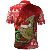 New Zealand Kakapo Christmas In July Polo Shirt Silver Fern Santa Xmas Red Color