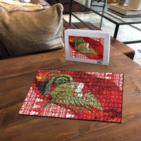 New Zealand Kakapo Christmas In July Puzzle Silver Fern Santa Xmas Red Color