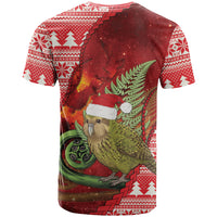 New Zealand Kakapo Christmas In July T Shirt Silver Fern Santa Xmas Red Color