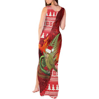New Zealand Kakapo Christmas In July Tank Maxi Dress Silver Fern Santa Xmas Red Color LT22 - Polynesian Pride