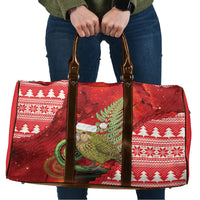 New Zealand Kakapo Christmas In July Travel Bag Silver Fern Santa Xmas Red Color LT22 Red - Polynesian Pride