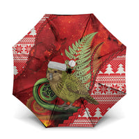 New Zealand Kakapo Christmas In July Umbrella Silver Fern Santa Xmas Red Color LT22 One Size Folded 11.42 inch Opened Diameter 37.4 inch Red - Polynesian Pride