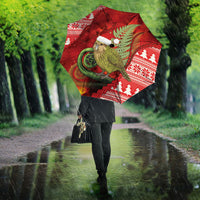 New Zealand Kakapo Christmas In July Umbrella Silver Fern Santa Xmas Red Color LT22 - Polynesian Pride