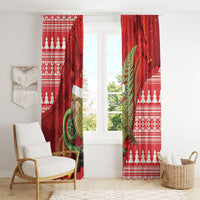 New Zealand Kakapo Christmas In July Window Curtain Silver Fern Santa Xmas Red Color LT22 - Polynesian Pride