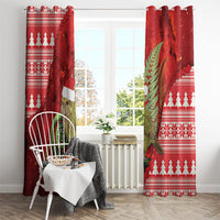 New Zealand Kakapo Christmas In July Window Curtain Silver Fern Santa Xmas Red Color LT22 - Polynesian Pride