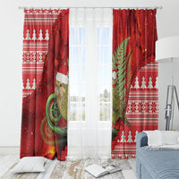 New Zealand Kakapo Christmas In July Window Curtain Silver Fern Santa Xmas Red Color LT22 - Polynesian Pride