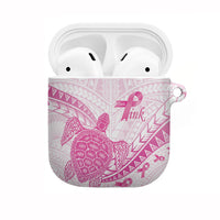 Breast Cancer Awareness AirPods Case Pink Ribbon Turtle Polynesian Pattern White LT22 Pink - Polynesian Pride